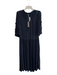 Rebecca Taylor Size M Navy Polyester V Neck 3/4 Sleeve Tie Front Dress Navy / M