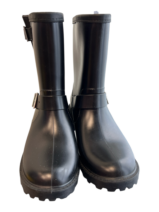 Michael Kors Shoe Size 8 Black Rubber man made upper Buckle Round Toe Logo Boots Black / 8