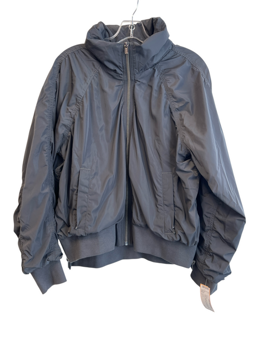 Athleta Size L Grey Polyester Side Zippers Zipper Pocket Snap Collar Jacket Grey / L