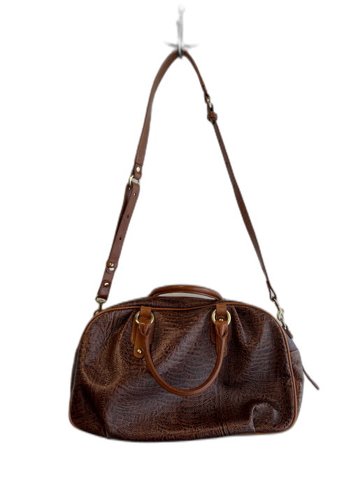 Brahmin Brown Leather Double Handle Shoulder & Crossbody Straps Top Zip Bag Brown / Medium