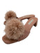 Aquazzura Shoe Size 38.5 Dusty Pink Canvas Feather Pom Pom Kitten Heel Shoes Dusty Pink / 38.5