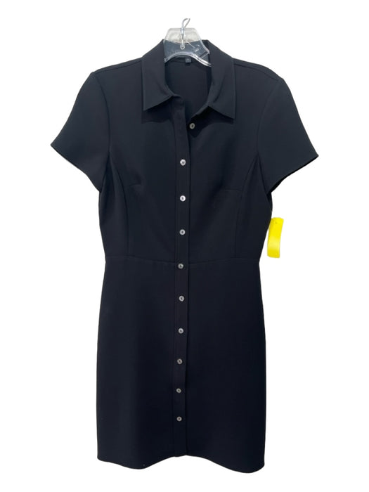 Theory Size 2 Black Triacetate Collar Button Down Knee Length short sleeve Dress Black / 2