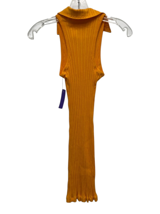 Helmut Lang Size XS Orange Cotton Sleeveless Ribbed Collared V Neck Dress Orange / XS