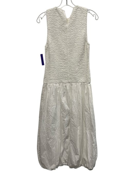Zara Size S White Cotton Sleeveless Scrunch Balloon Hem Keyhole Back Dress White / S