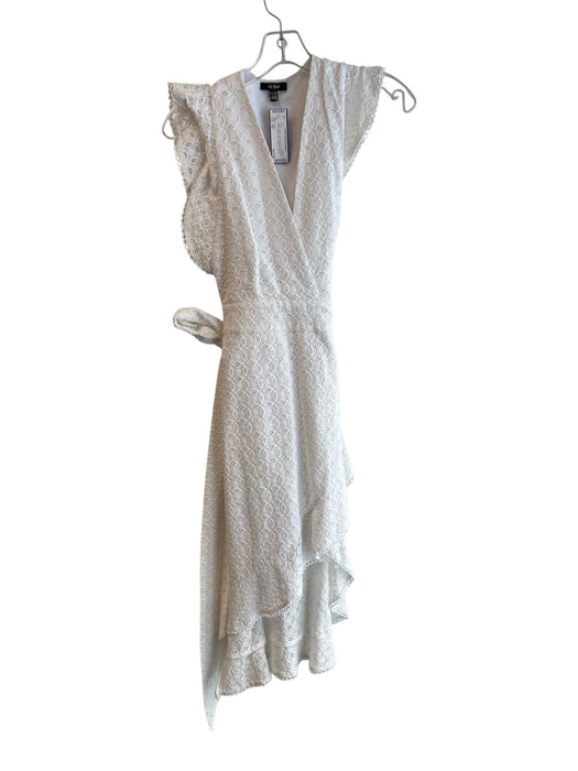 AFRM Size XS White Cotton Lace Overlay Sleeveless Ruffle Detail Wrap Dress White / XS