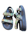 Tory Burch Shoe Size 8.5 Black & Green Leather & Canvas Platform Velcro Sandals Black & Green / 8.5