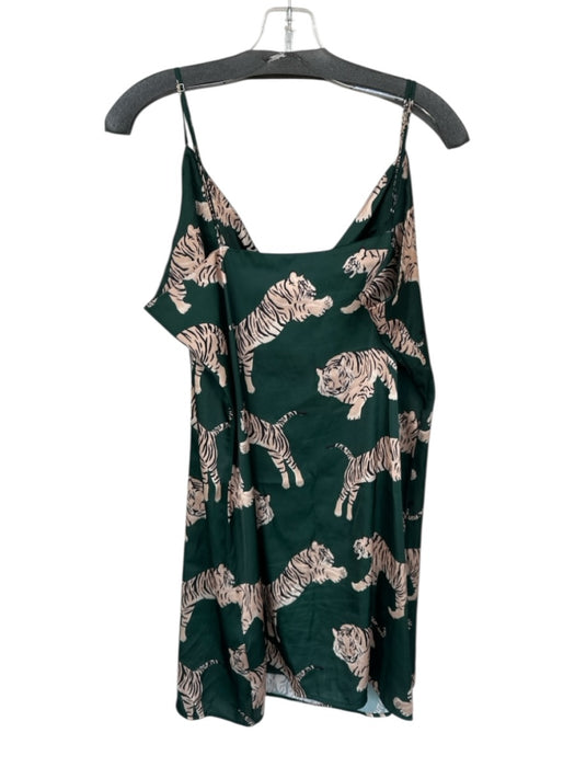 Averie Size XL Green & Tan Polyester Spaghetti Strap Tigers Dress Green & Tan / XL