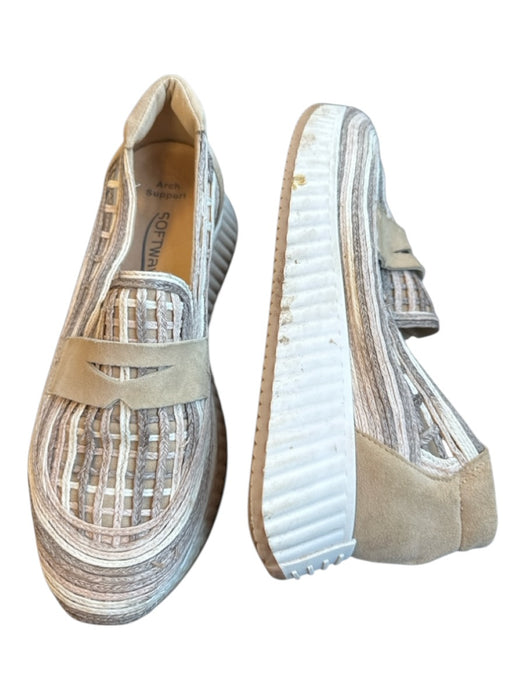 Softwaves Shoe Size 39 Gray & Taupe Suede Raffia Platform Loafers Gray & Taupe / 39