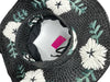 Nikki Beach Black & Green Straw Flowers Open Top Hat Black & Green / One Size
