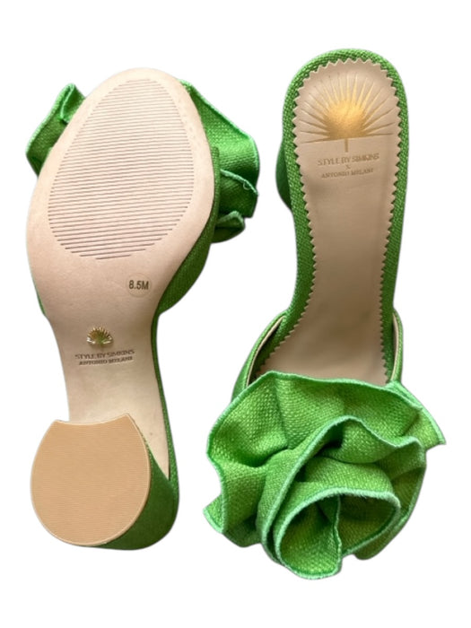 Style by Simkins x Antonio Melani Shoe Size 8.5 Green Straw Block Heel Mules Green / 8.5
