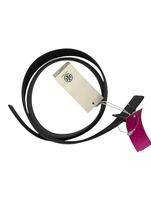 Tory Burch Gray & Silver Leather Logo Belts Gray & Silver / L