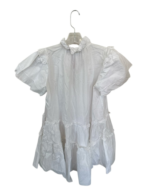 Hunter Bell Size S White Cotton Short Sleeve Ruffles Buttons Dress White / S