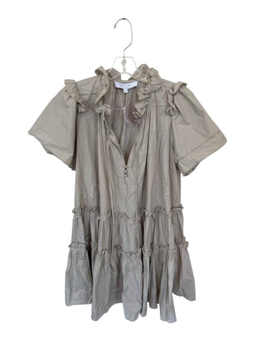Hunter Bell Size M Mushroom Cotton Short Sleeve Ruffles Buttons Dress Mushroom / M