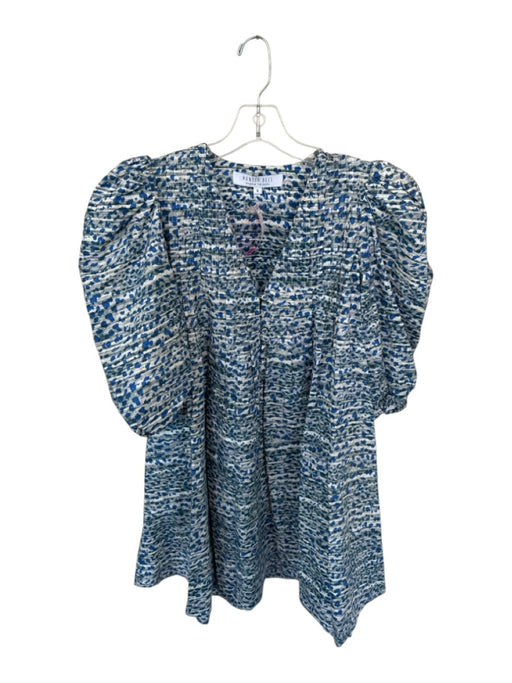 Hunter Bell Size S Blue & White Cotton Long Balloon Sleeve Abstract Dress Blue & White / S