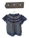 Sea New York Size M Navy & Pink Cotton Blend Cap Sleeve Botanical Metallic Top Navy & Pink / M