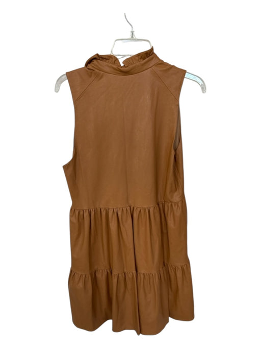 Amanda Uprichard Size M light brown Vegan Leather Sleeveless V Neck Dress   Labels Resale Boutique