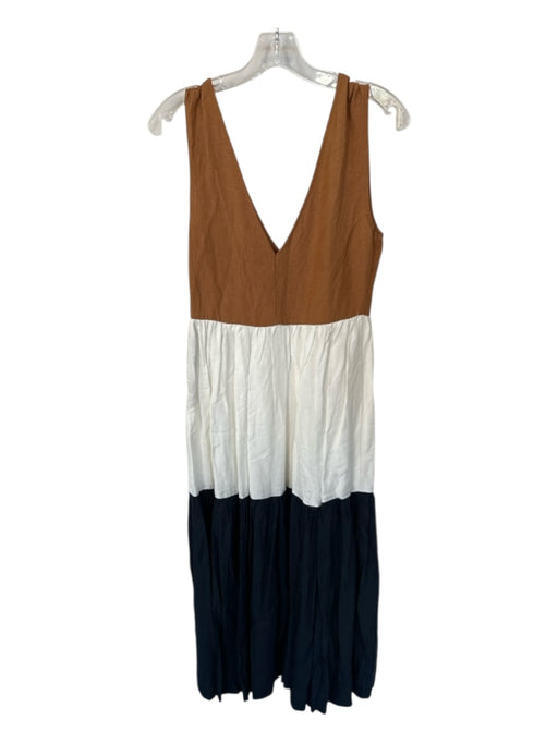 En Saison Size S Brown & Black Linen Sleeveless color block V Neck Maxi Dress Brown & Black / S