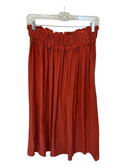 Inclan Studio Size M Rust Silk Elastic Waist Midi Skirt Rust / M