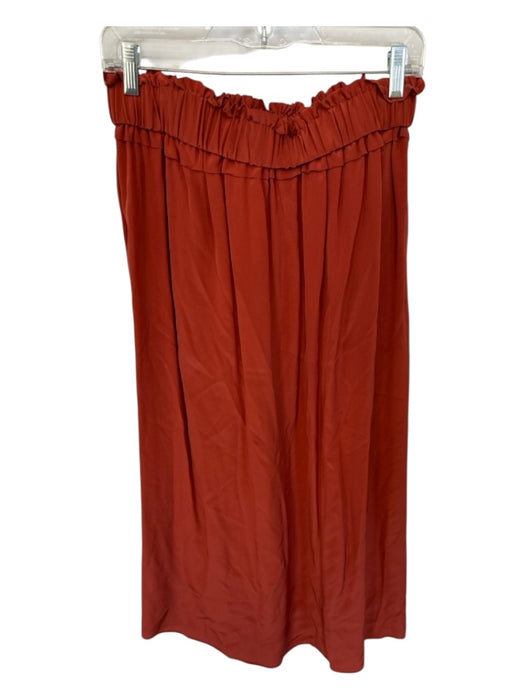 Inclan Studio Size M Rust Silk Elastic Waist Midi Skirt Rust / M
