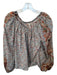 Ulla Johnson Size 6 Gray & Orange Polyester Long Balloon Sleeve Flowers Top Gray & Orange / 6