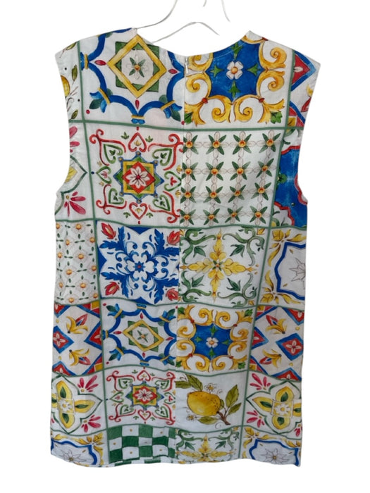 Olivia by Livro Size S Yellow & Blue Cotton Sleeveless Lemons Back Zip Dress Yellow & Blue / S