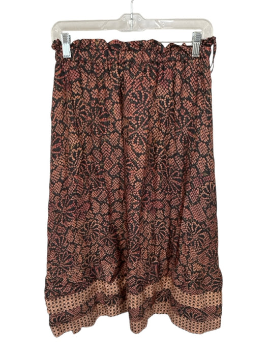 Ulla Johnson Size 2 Peach & Orange Viscose Drawstring Snake Print Maxi Skirt Peach & Orange / 2