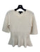 St John Size S White Wool & Rayon Round Neck Knit 1/2 sleeve Peplum Top White / S