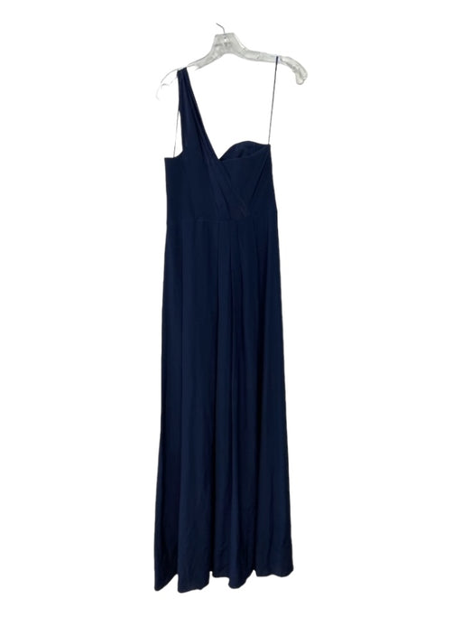 Rebecca Taylor Size 6 Navy Silk One Shoulder Sleeveless Floor Length Gown Navy / 6