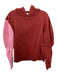 Tibi Size S Maroon & Pink Cotton Hoodie Elastic Detail Colorblock Sweatshirt Maroon & Pink / S