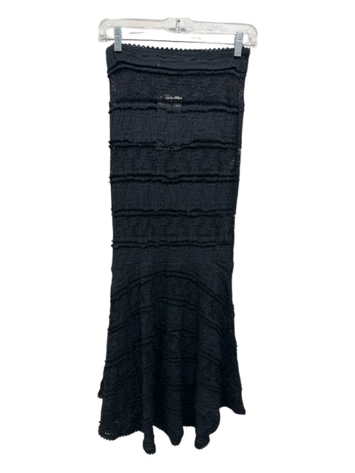 Charo Ruiz Ibiza Size M Black Cotton & Polyester Elastic Waist Lace Ruffle Skirt Black / M