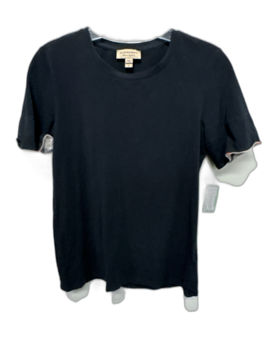 Burberry Black, Tan, Red Cotton Blend Short Sleeve Tartan Plaid T Shirt Top Black, Tan, Red