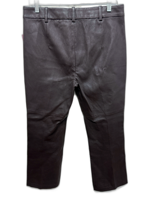 TELA Size Large Espresso Brown Lamb leather High Rise Paneled Straight Leg Pants Espresso Brown / Large