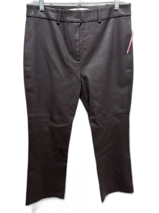 TELA Size Large Espresso Brown Lamb leather High Rise Paneled Straight Leg Pants Espresso Brown / Large