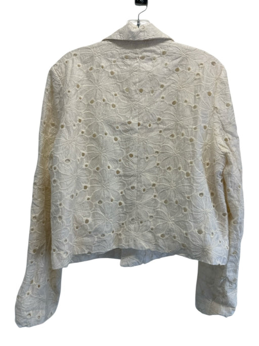Dolan Size M Cream White Cotton Blend Eyelet Lace Textured Button Detail Jacket Cream White / M