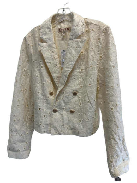 Dolan Size M Cream White Cotton Blend Eyelet Lace Textured Button Detail Jacket Cream White / M