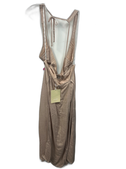 SABO Size XL Taupe Beige Viscose Blend Halter Tie Neck Cut Out Seam Detail Dress Taupe Beige / XL