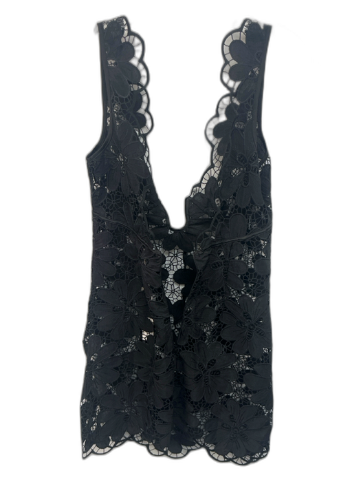 For Love & Lemons Size S Black Lace Flowers Sleeveless See Through Dress Black / S