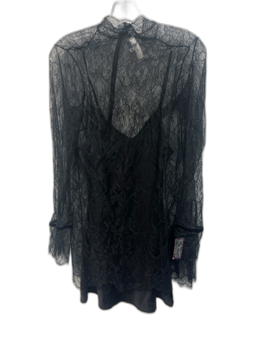 Frame Size XS Black Lace Long Sleeve Sheer High Neck Dress Black / XS