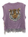 Queen of Sparkles Size S Purple & Gold Cotton & Acrylic Sequin Tigers Top Purple & Gold / S