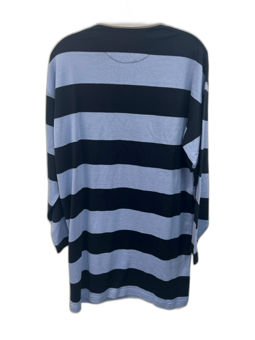 Eden Park Size M Blue & White Pima Cotton Striped Long Sleeve Polo Collar Dress Blue & White / M