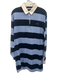 Eden Park Size M Blue & White Pima Cotton Striped Long Sleeve Polo Collar Dress Blue & White / M