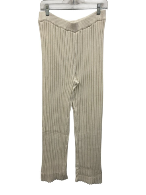 SABO Size XL White Cotton Knit Ribbed Wide Leg Pants White / XL