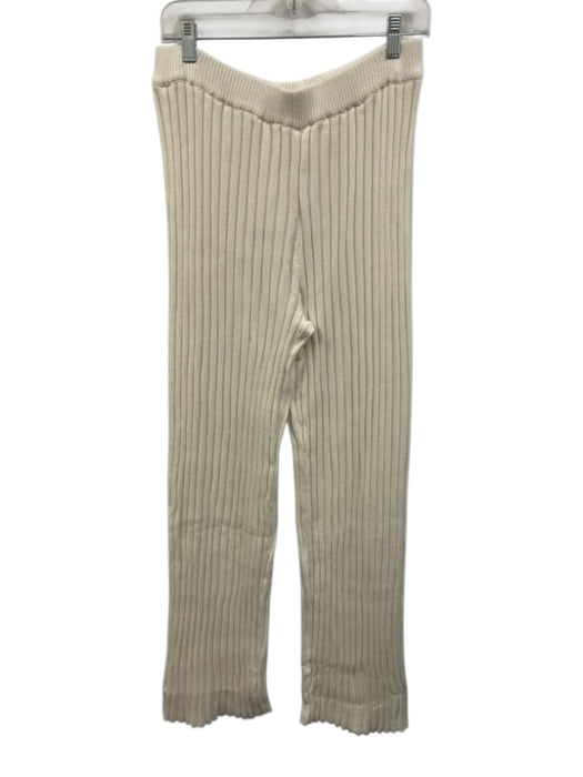 SABO Size XL White Cotton Knit Ribbed Wide Leg Pants White / XL