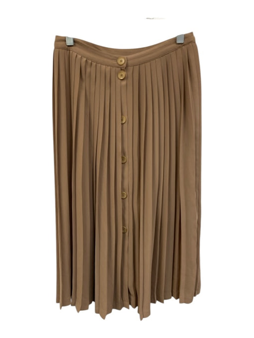 Maje Size 38 Khaki Tan No Fabric Tag Pleated Side Buttons Midi Skirt Khaki Tan / 38