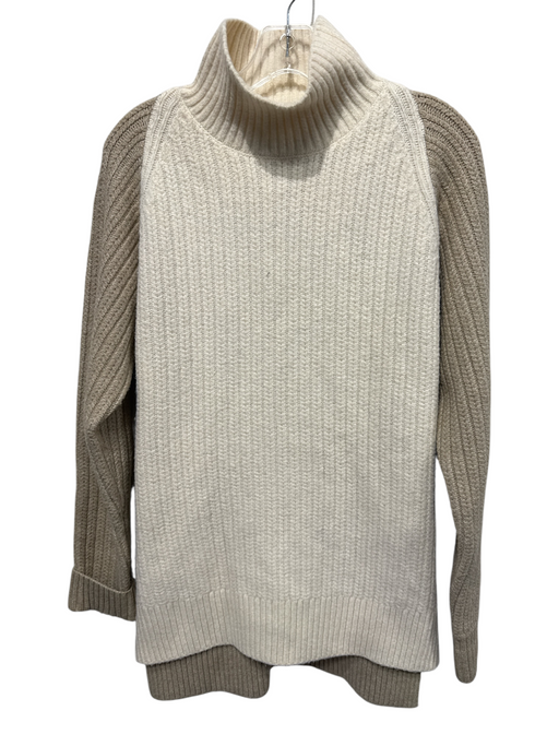 Rosetta Getty Size Medium Beige & Tan Polyester Blend Long Sleeve Ribbed Sweater Beige & Tan / Medium