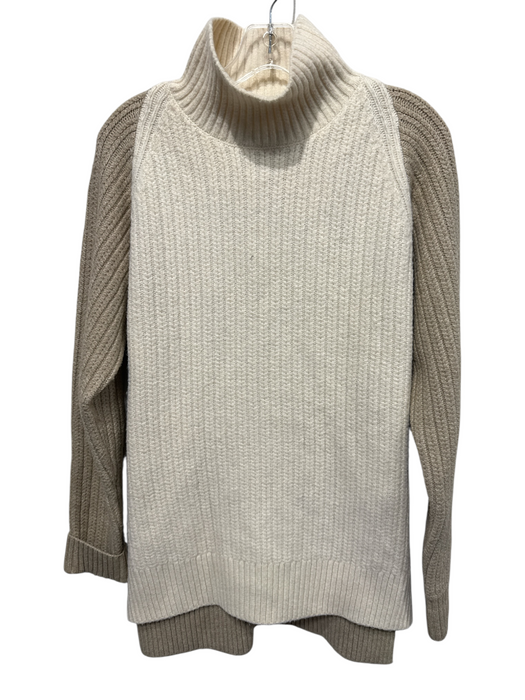Rosetta Getty Size Medium Beige & Tan Polyester Blend Long Sleeve Ribbed Sweater Beige & Tan / Medium