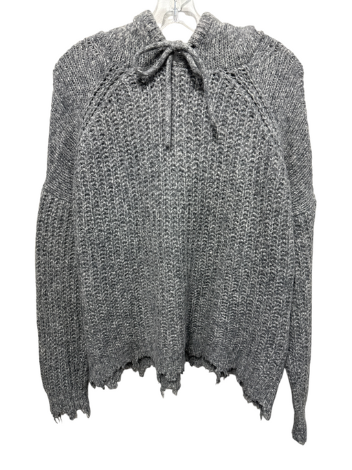 IRO Size XS Gray Long Sleeve Hood Knit Distressed Sweater Gray / XS