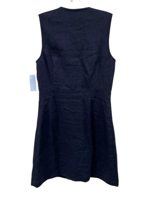 Tory Burch Size 4 Navy Cotton Sleeveless Buttons Midi Pockets Dress Navy / 4