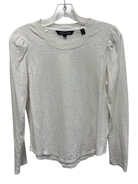 Veronica Beard Size M White Cotton Long Sleeve Heathered Top White / M