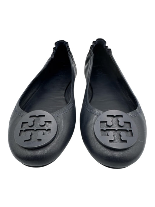 Tory Burch Shoe Size 9 Navy Leather Upper Slip On Logo Ballet Flats Navy / 9